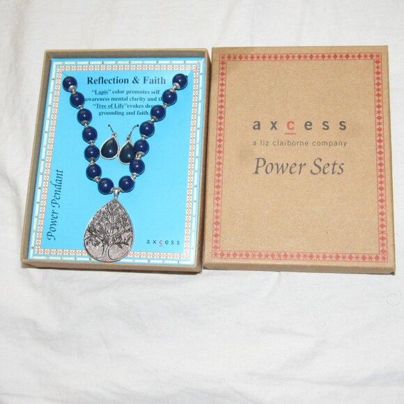 Axcess Jewelry - NEW Axcess Power Sets Reflection & Faith Tree of Life Lapis Necklace & Earrings